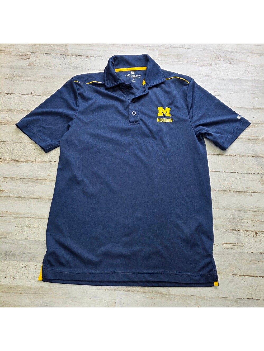 Colosseum Michigan Wolverines Polo Men's S Navy Blue Wicking Golf Gameday